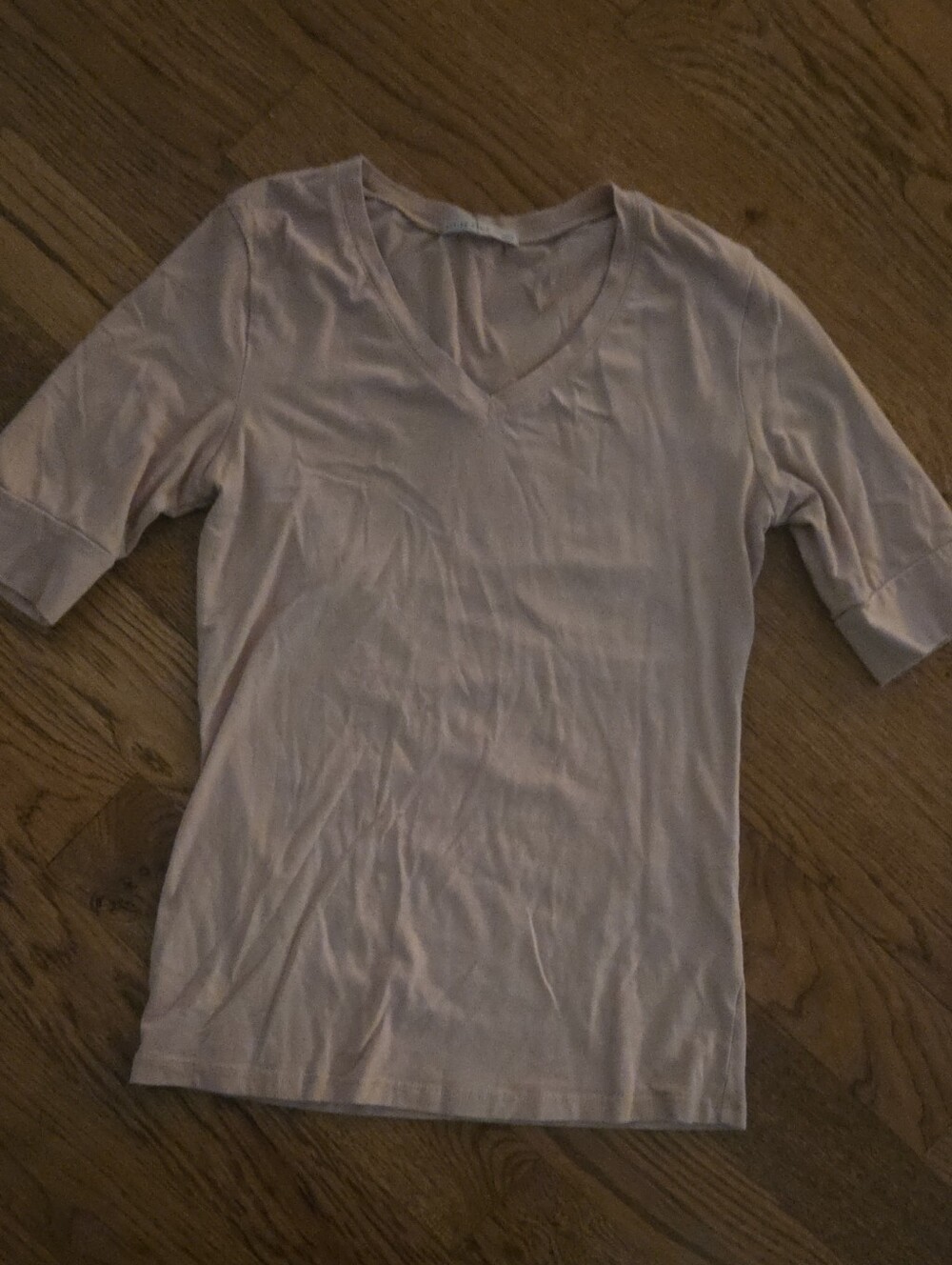 Active Basic V-Neck Short Sleeve Top - Light Beige